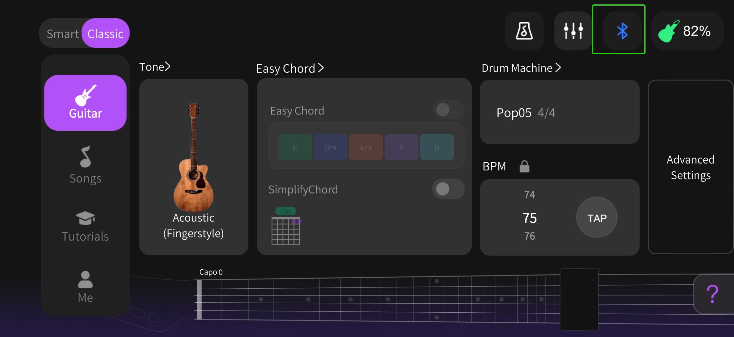 1. Open the guitar app. Connect your AeroBand Guitar with Bluetooth.  1.jpeg