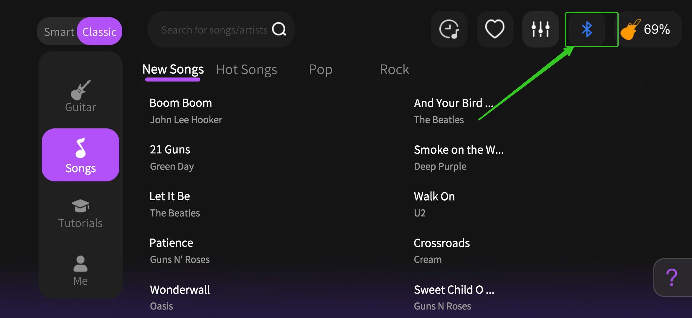    2. Open the app and connect to your AeroBand Guitar via Bluetooth.  1.jpeg